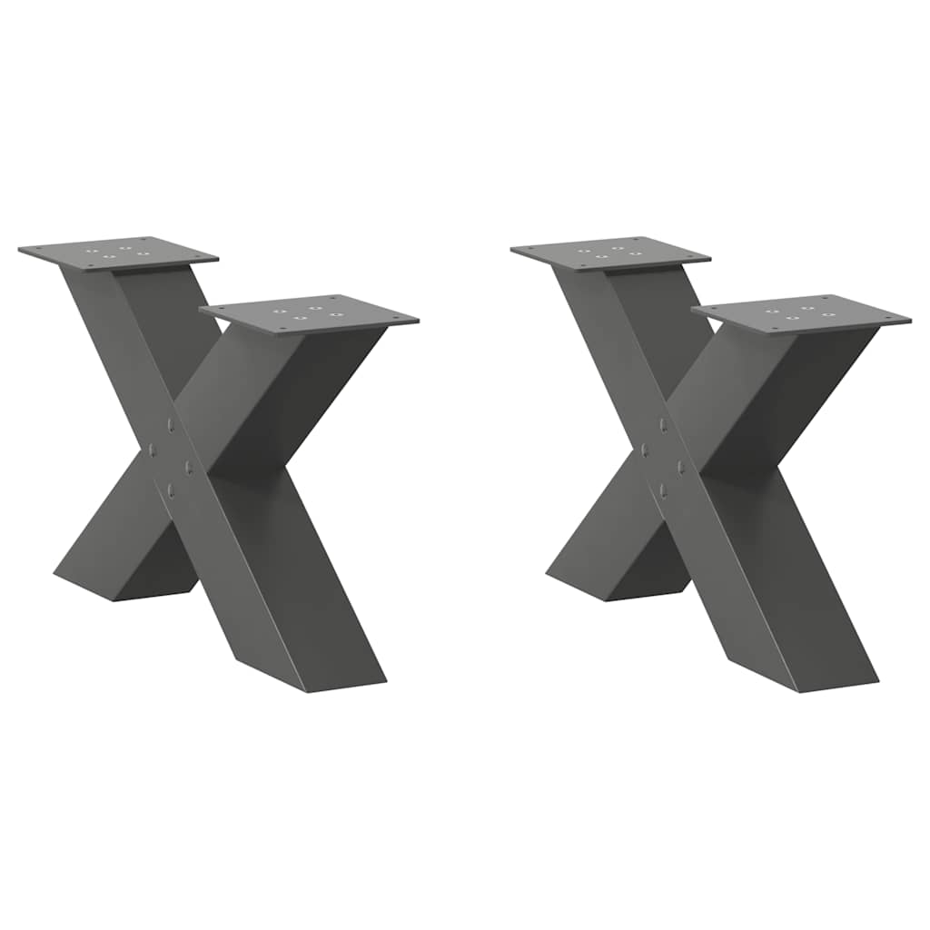 Gambe per Tavolino da CaffÃ¨ a Forma di X 2 pz Antracite 60x(30-31) cm Acciaio