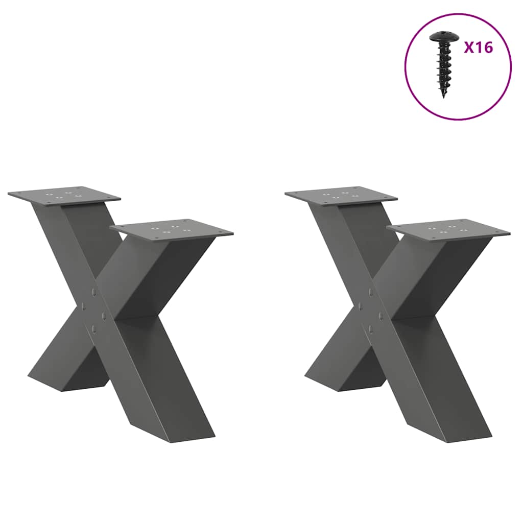 Gambe per Tavolino da CaffÃ¨ a Forma di X 2 pz Antracite 60x(30-31) cm Acciaio