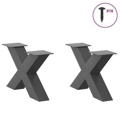 Gambe per Tavolino da CaffÃ¨ a Forma di X 2 pz Antracite 60x(30-31) cm Acciaio