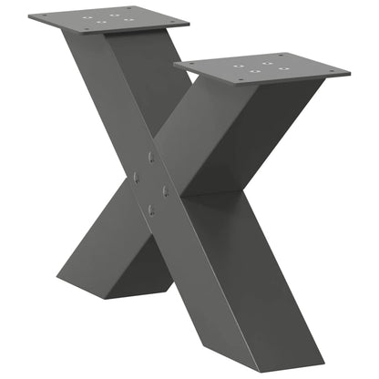 Gambe per Tavolino da CaffÃ¨ a Forma di X 2 pz Antracite 60x(30-31) cm Acciaio