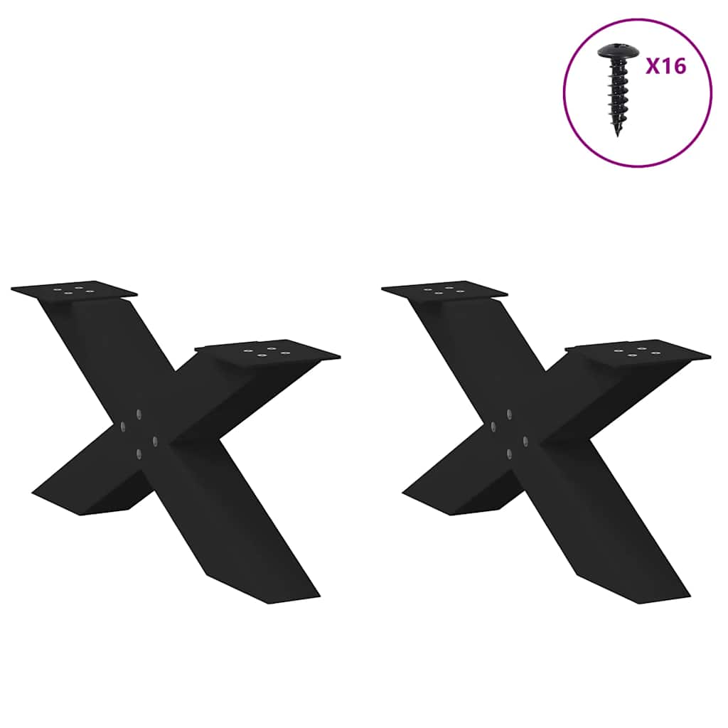 Gambe per Tavolino da CaffÃ¨ a Forma di X 2 pz Nere 70x(30-31) cm Acciaio