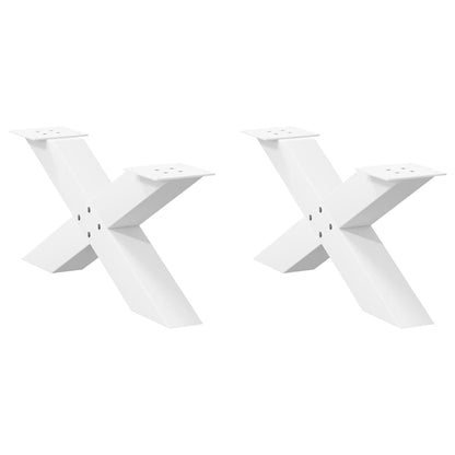 Gambe per Tavolino da CaffÃ¨ a Forma di X 2 pz Bianche 70x(30-31) cm Acciaio