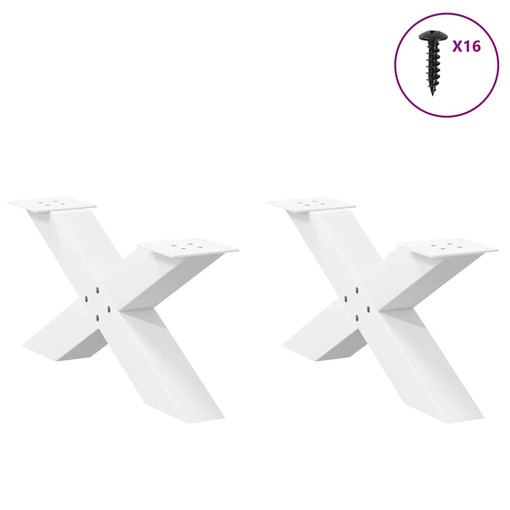 Gambe per Tavolino da CaffÃ¨ a Forma di X 2 pz Bianche 70x(30-31) cm Acciaio