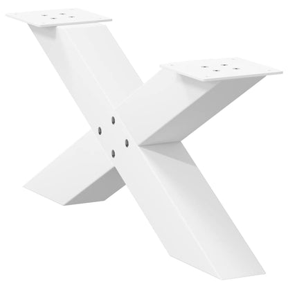 Gambe per Tavolino da CaffÃ¨ a Forma di X 2 pz Bianche 70x(30-31) cm Acciaio