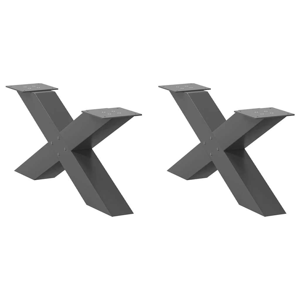 Gambe per Tavolino da CaffÃ¨ a Forma di X 2 pz Antracite 70x(30-31) cm Acciaio