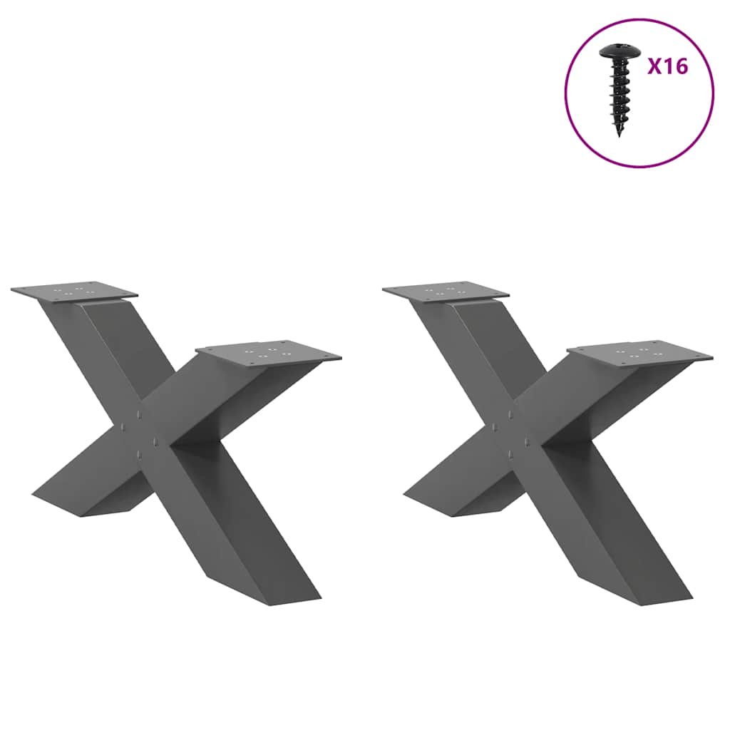 Gambe per Tavolino da CaffÃ¨ a Forma di X 2 pz Antracite 70x(30-31) cm Acciaio