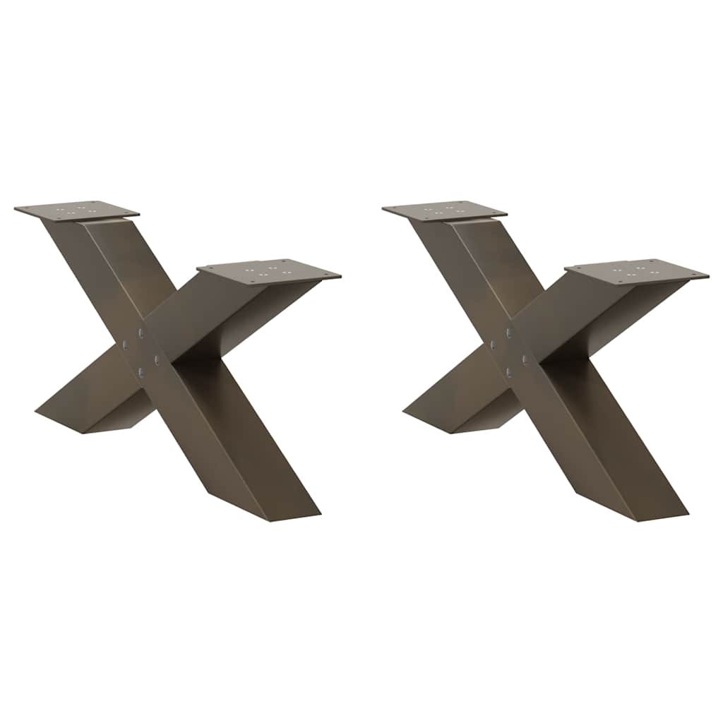 Gambe per Tavolino da CaffÃ¨ a Forma di X 2 pz Acciaio Naturale 70x(30-31) cm Acciaio