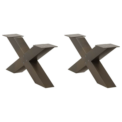 Gambe per Tavolino da CaffÃ¨ a Forma di X 2 pz Acciaio Naturale 70x(30-31) cm Acciaio