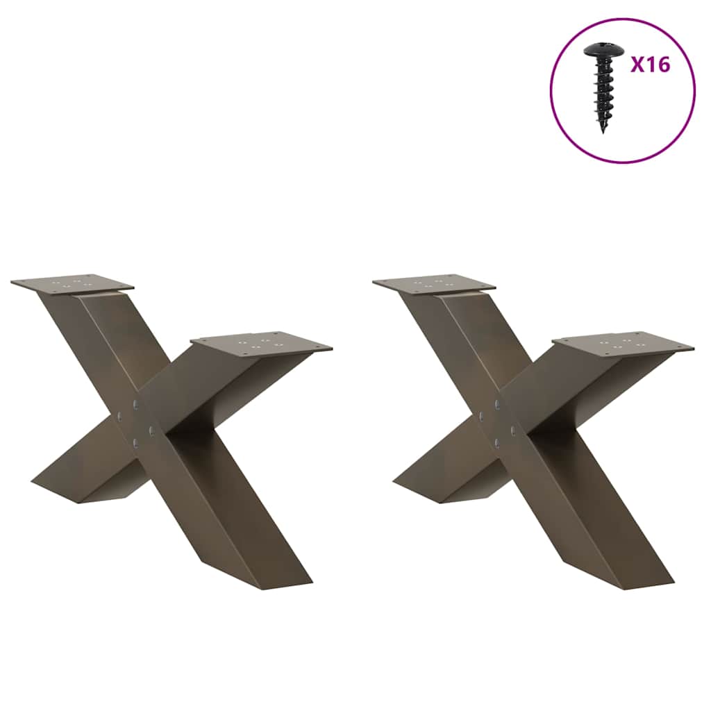 Gambe per Tavolino da CaffÃ¨ a Forma di X 2 pz Acciaio Naturale 70x(30-31) cm Acciaio