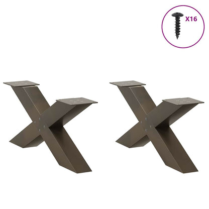 Gambe per Tavolino da CaffÃ¨ a Forma di X 2 pz Acciaio Naturale 70x(30-31) cm Acciaio
