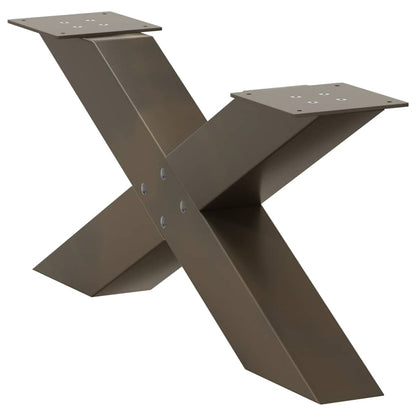 Gambe per Tavolino da CaffÃ¨ a Forma di X 2 pz Acciaio Naturale 70x(30-31) cm Acciaio