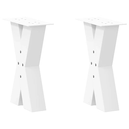 Gambe per Tavolino da CaffÃ¨ a Forma di X 2 pz Bianche 28x(42-43) cm Acciaio