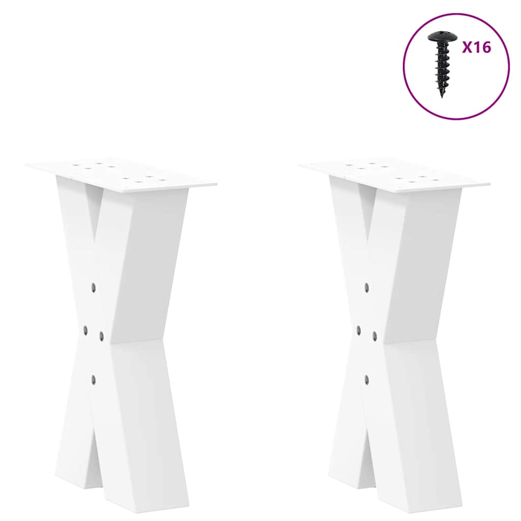 Gambe per Tavolino da CaffÃ¨ a Forma di X 2 pz Bianche 28x(42-43) cm Acciaio