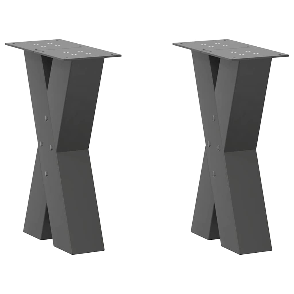 Gambe per Tavolino da CaffÃ¨ a Forma di X 2 pz Antracite 28x(42-43) cm Acciaio