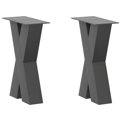 Gambe per Tavolino da CaffÃ¨ a Forma di X 2 pz Antracite 28x(42-43) cm Acciaio