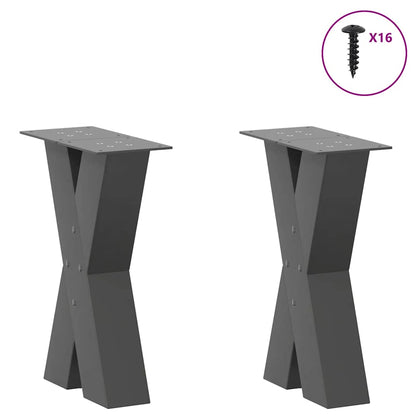 Gambe per Tavolino da CaffÃ¨ a Forma di X 2 pz Antracite 28x(42-43) cm Acciaio