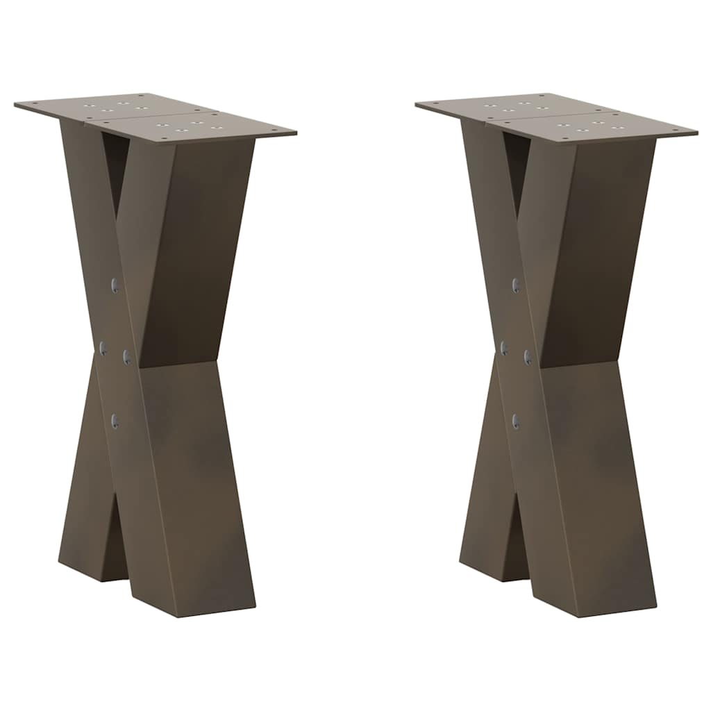 Gambe per Tavolino da CaffÃ¨ a Forma di X 2 pz Acciaio Naturale 28x(42-43) cm Acciaio