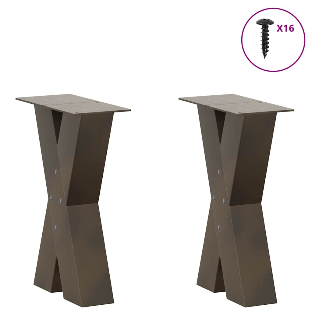 Gambe per Tavolino da CaffÃ¨ a Forma di X 2 pz Acciaio Naturale 28x(42-43) cm Acciaio