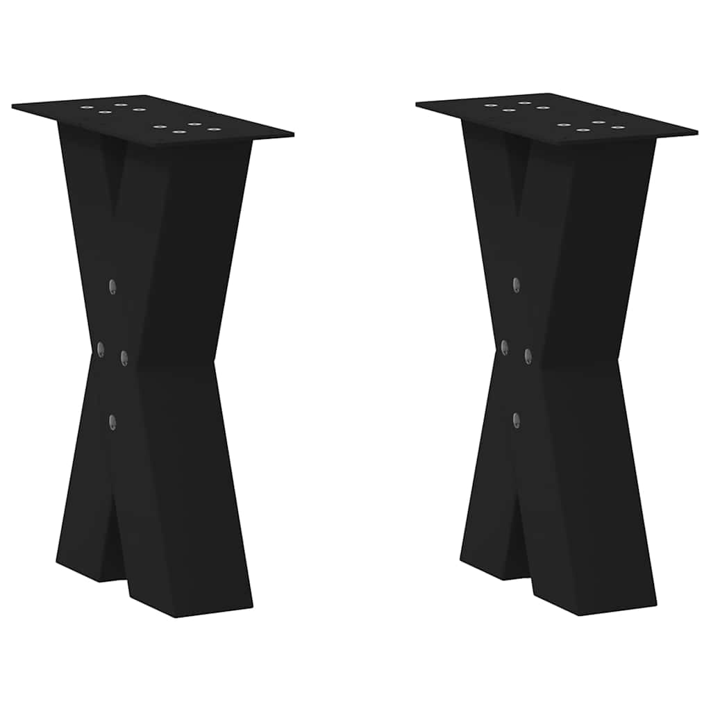 Gambe per Tavolino da CaffÃ¨ a Forma di X 2 pz Nere 38x(42-43) cm Acciaio