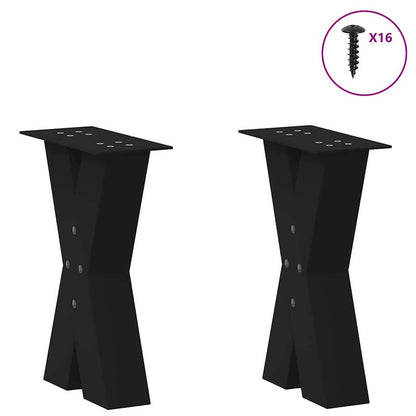 Gambe per Tavolino da CaffÃ¨ a Forma di X 2 pz Nere 38x(42-43) cm Acciaio