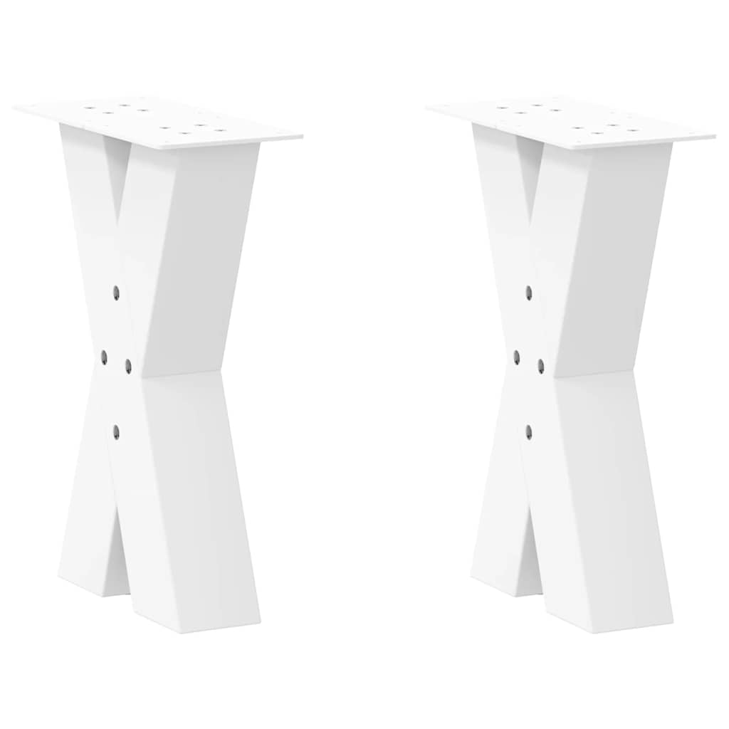 Gambe per Tavolino da CaffÃ¨ a Forma di X 2 pz Bianche 38x(42-43) cm Acciaio