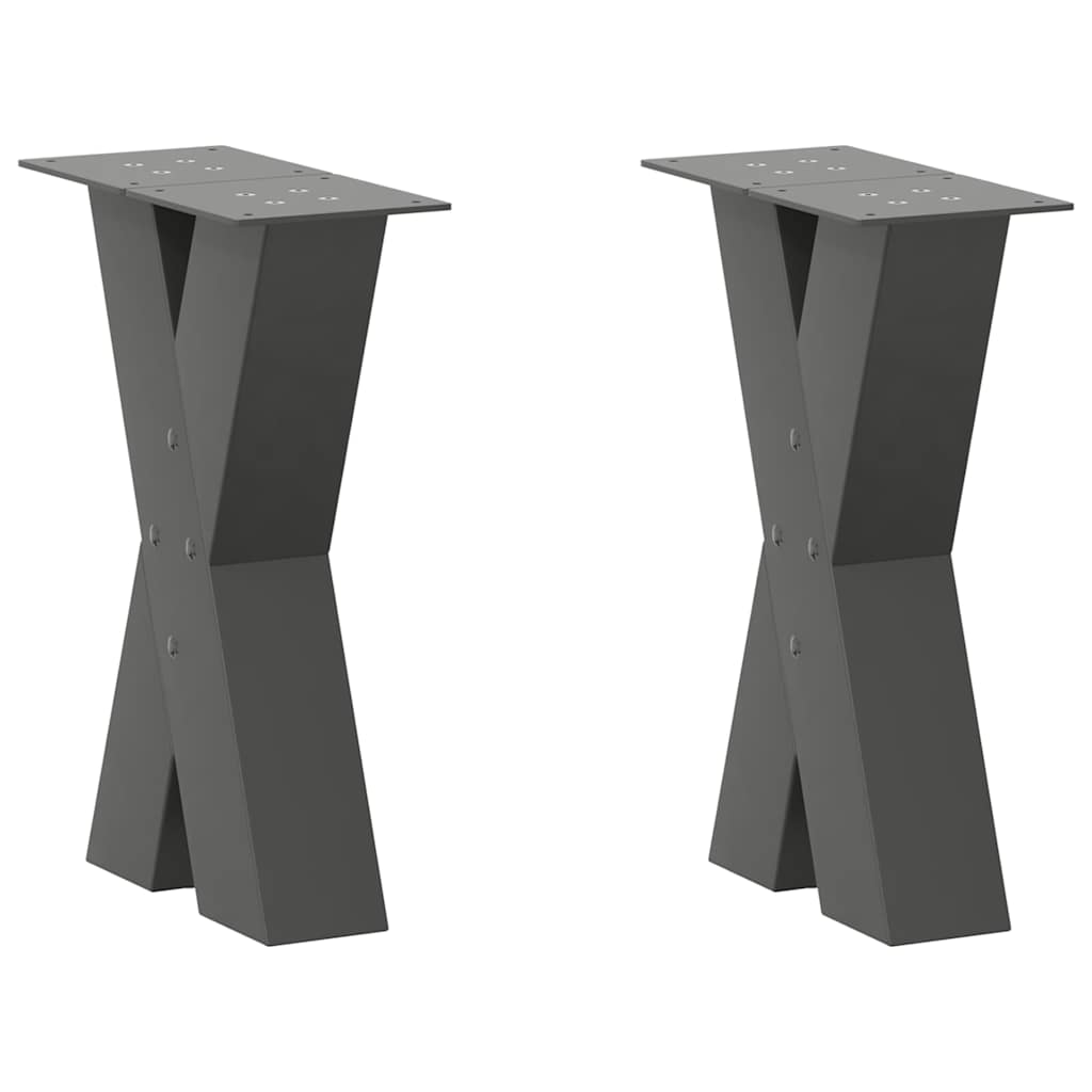 Gambe per Tavolino da CaffÃ¨ a Forma di X 2 pz Antracite 38x(42-43) cm Acciaio