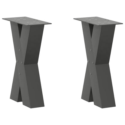 Gambe per Tavolino da CaffÃ¨ a Forma di X 2 pz Antracite 38x(42-43) cm Acciaio