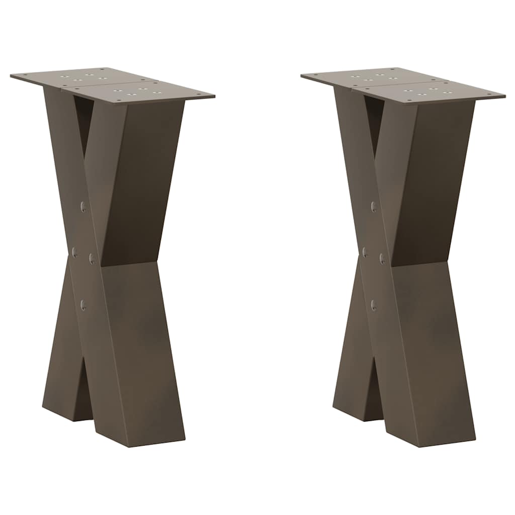 Gambe per Tavolino da CaffÃ¨ a Forma di X 2 pz Acciaio Naturale 38x(42-43) cm Acciaio