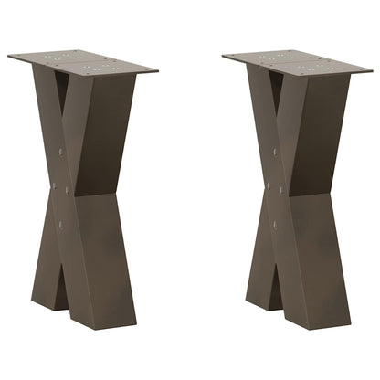 Gambe per Tavolino da CaffÃ¨ a Forma di X 2 pz Acciaio Naturale 38x(42-43) cm Acciaio