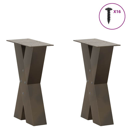 Gambe per Tavolino da CaffÃ¨ a Forma di X 2 pz Acciaio Naturale 38x(42-43) cm Acciaio