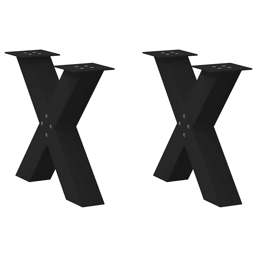 Gambe per Tavolino da CaffÃ¨ a Forma di X 2 pz Nere 50x(42-43) cm Acciaio