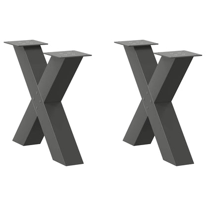 Gambe per Tavolino da CaffÃ¨ a Forma di X 2 pz Antracite 50x(42-43) cm Acciaio