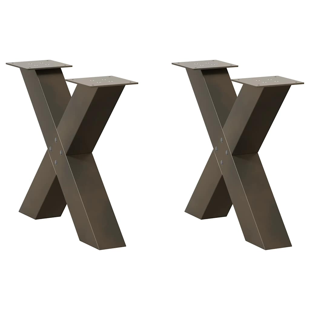 Gambe per Tavolino da CaffÃ¨ a Forma di X 2 pz Acciaio Naturale 50x(42-43) cm Acciaio