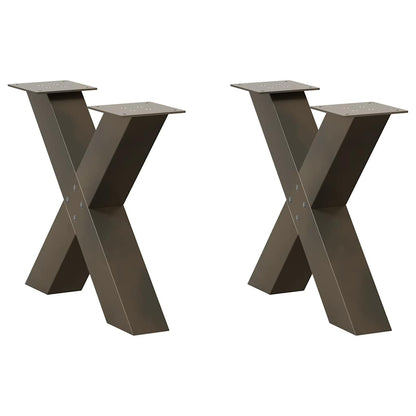 Gambe per Tavolino da CaffÃ¨ a Forma di X 2 pz Acciaio Naturale 50x(42-43) cm Acciaio