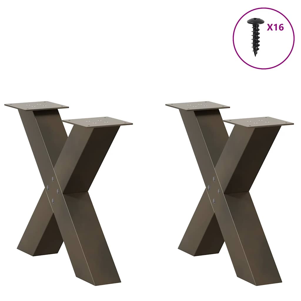 Gambe per Tavolino da CaffÃ¨ a Forma di X 2 pz Acciaio Naturale 50x(42-43) cm Acciaio