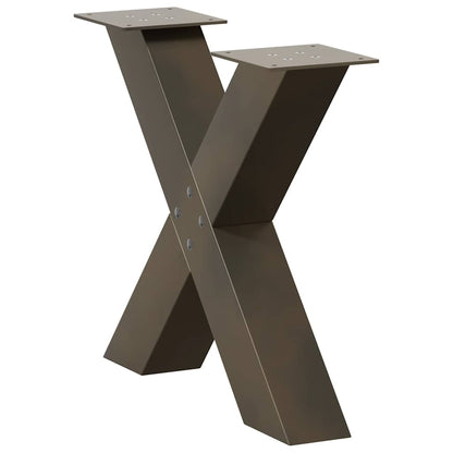 Gambe per Tavolino da CaffÃ¨ a Forma di X 2 pz Acciaio Naturale 50x(42-43) cm Acciaio