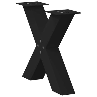 Gambe per Tavolino da CaffÃƒÂ¨ a Forma di X 2 pz Nere 60x(42-43) cm Acciaio
