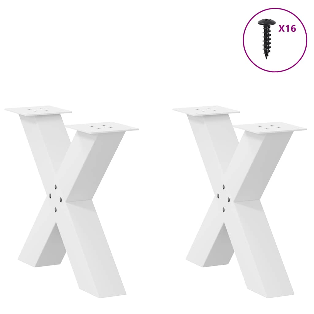 Gambe per Tavolino da CaffÃ¨ a X 2 pz Bianche 60x(42-43) cm Acciaio
