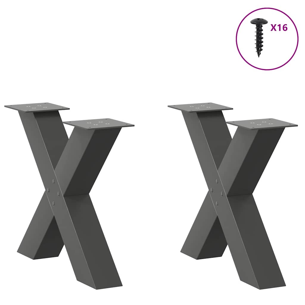 Gambe per Tavolino da CaffÃ¨ a X 2 pz Antracite 60x(42-43) cm Acciaio