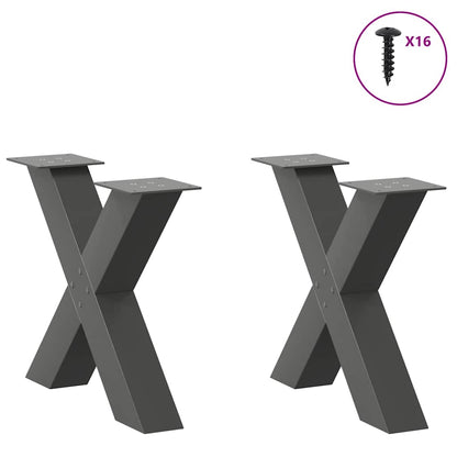 Gambe per Tavolino da CaffÃ¨ a X 2 pz Antracite 60x(42-43) cm Acciaio