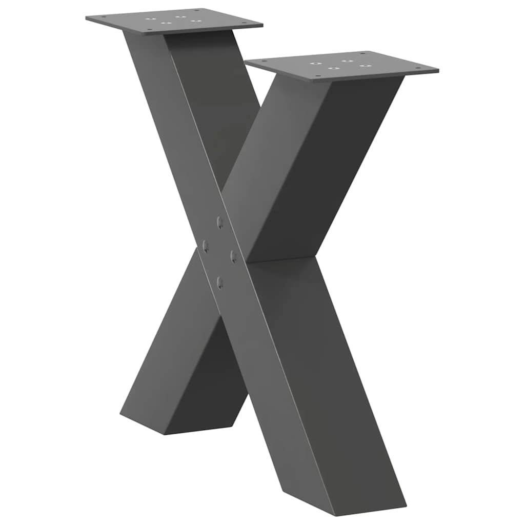 Gambe per Tavolino da CaffÃ¨ a X 2 pz Antracite 60x(42-43) cm Acciaio