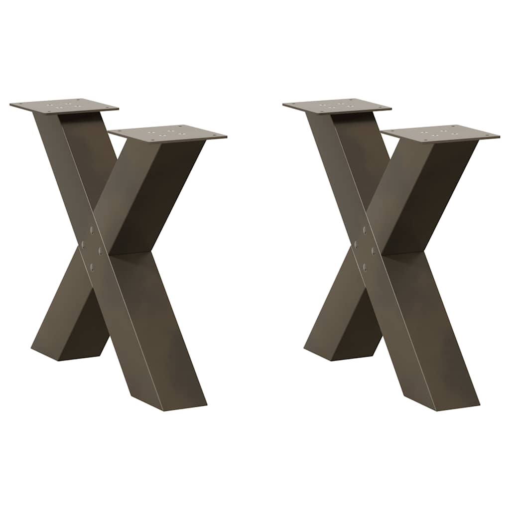 Gambe per Tavolino da CaffÃ¨ a Forma di X 2 pz Acciaio Naturale 60x(42-43) cm Acciaio