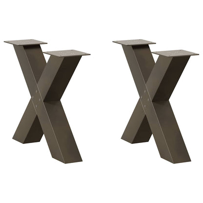 Gambe per Tavolino da CaffÃ¨ a Forma di X 2 pz Acciaio Naturale 60x(42-43) cm Acciaio