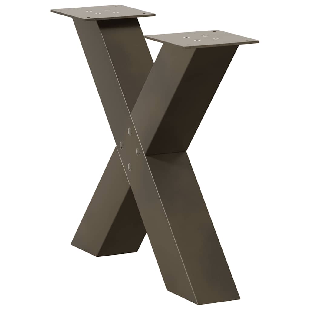 Gambe per Tavolino da CaffÃ¨ a Forma di X 2 pz Acciaio Naturale 60x(42-43) cm Acciaio