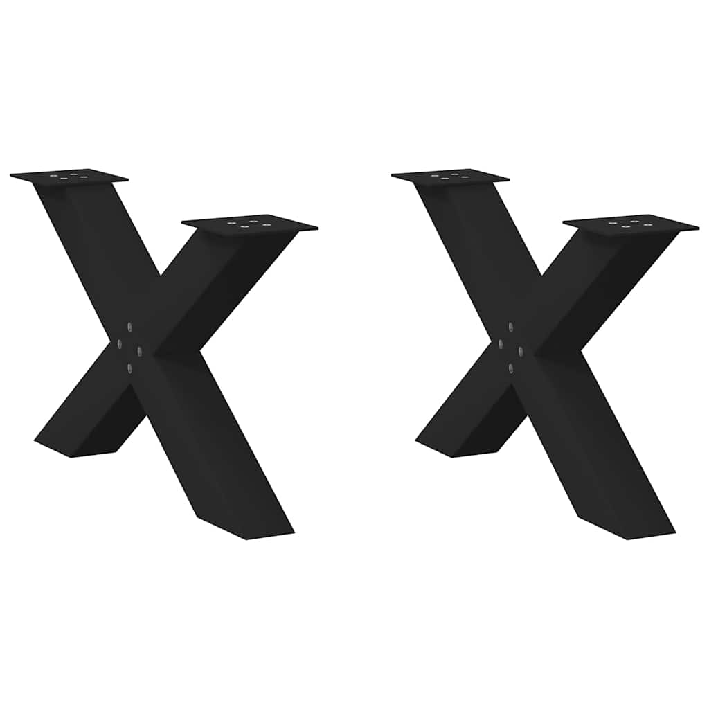 Gambe per Tavolino da CaffÃ¨ a Forma di X 2 pz Nere 70x(42-43) cm Acciaio