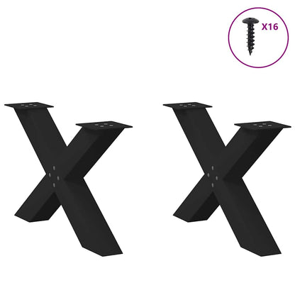 Gambe per Tavolino da CaffÃ¨ a Forma di X 2 pz Nere 70x(42-43) cm Acciaio