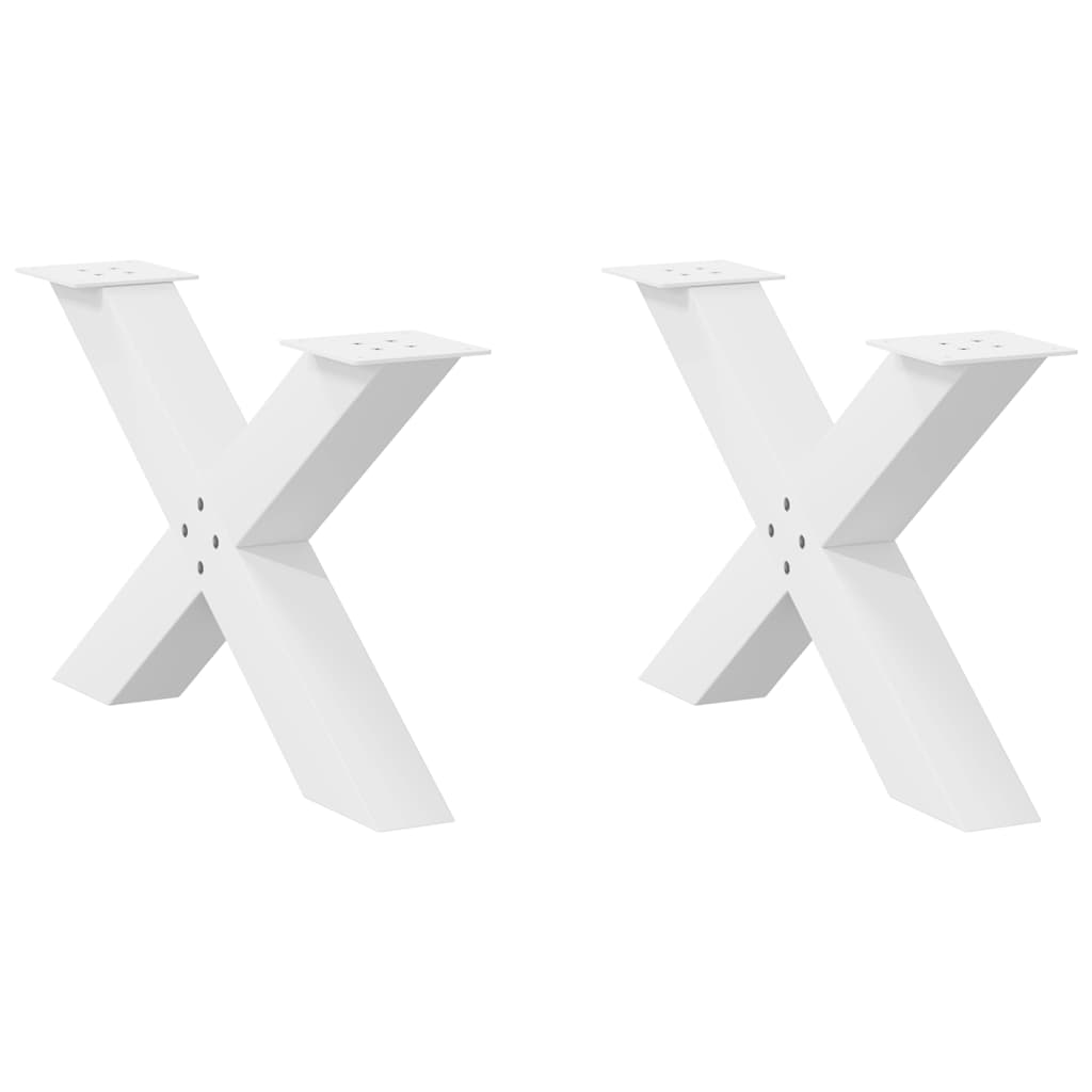 Gambe per Tavolino da CaffÃ¨ a Forma di X 2 pz Bianche 70x(42-43) cm Acciaio