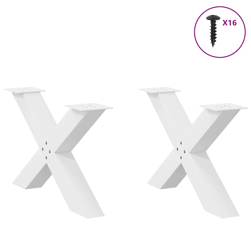 Gambe per Tavolino da CaffÃ¨ a Forma di X 2 pz Bianche 70x(42-43) cm Acciaio