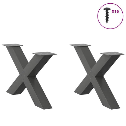 Gambe per Tavolino da CaffÃ¨ a Forma di X 2 pz Antracite 70x(42-43) cm Acciaio