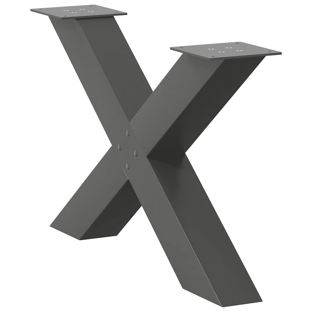Gambe per Tavolino da CaffÃ¨ a Forma di X 2 pz Antracite 70x(42-43) cm Acciaio